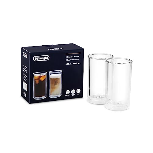 De'Longhi Cold Brew Gläser DLSC325 Doppelwandige Thermogläser, 2er-Set, Spülmaschinengeeignet, Fassungsvermögen 300 ml, Ideal für kalte und warme Kaffeegetränke von De'Longhi