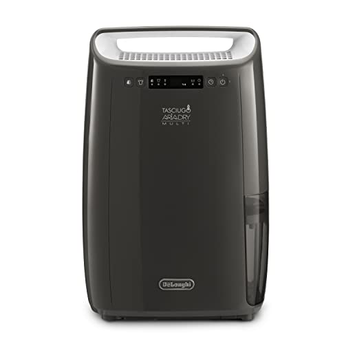 De'Longhi DEXD216F AriaDry Luftentfeuchter, 16 Liter/24h, Laundry-Funktion, doppelte Filterstufe, Frostschutz, integrierte R der, 300 W, Kunststoff, grau von De'Longhi