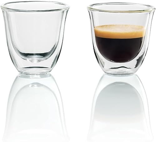 De'Longhi DLSC310 Doppelwandiges Thermoglas Espresso 2 Stück (1er pack), perfekt geeignet für Espresso, Espresso Macchiato oder Ristretto, spülmaschinenfest, aus Glas, Fassungsvermögen 90 ml von De'Longhi