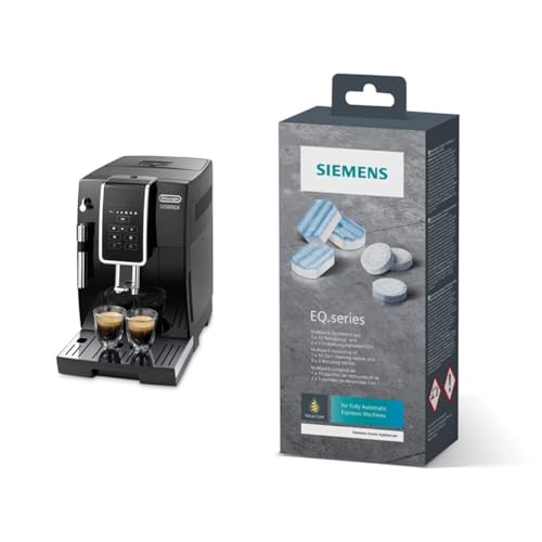 De'Longhi Dinamica ECAM 350.15.B Kaffeevollautomat mit Milchaufschäumdüse & Siemens Multipack TZ80003A, Inhalt: 1 x 10 Reinigungstabletten (je 2,2 g) und 2 x 3 Entkalkungstabletten von De'Longhi