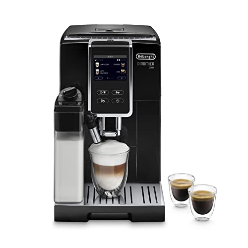 De'Longhi Dinamica Plus ECAM 370.70.B Kaffeevollautomat mit LatteCrema Milchsystem, Cappuccino & Espresso auf Knopfdruck, 3,5 Zoll TFT Touchscreen Farbdisplay, Kaffeekannen-Funktion, schwarz von De'Longhi