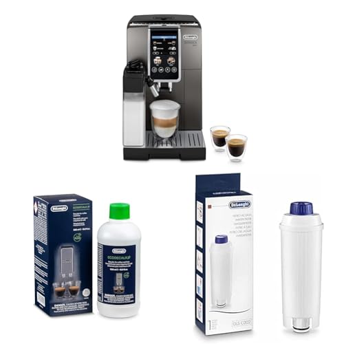 De'Longhi Dinamica Plus ECAM380.95.TB, Kaffeevollautomat mit LatteCrema Milchsystem + Original EcoDecalk DLSC 500 Entkalker Wasserfilter DLSC002 von De'Longhi