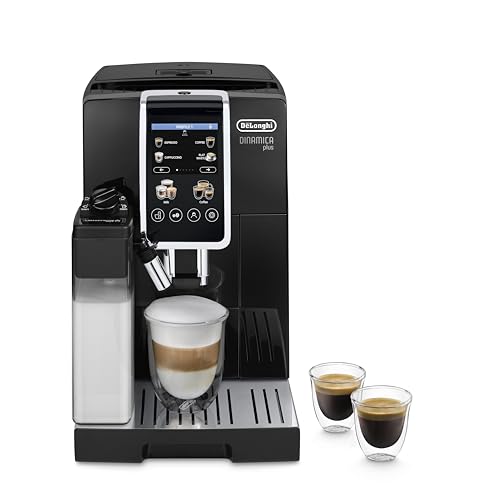 De'Longhi Dinamica Plus ECAM382.70.B, Kaffeevollautomat für Kaffeebohnen, Cappuccino-Maschine mit LatteCrema Hot, Espresso-Maschine mit 18 Rezepten, 3,5-Zoll TFT-Display, 1450W, Schwarz von De'Longhi