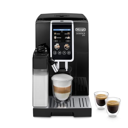 De'Longhi Dinamica Plus ECAM382.70.B, Kaffeevollautomat für Kaffeebohnen, Cappuccino-Maschine mit LatteCrema Hot, Espresso-Maschine mit 18 Rezepten, 3,5-Zoll TFT-Display, 1450W, Schwarz von De'Longhi