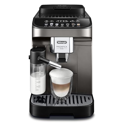 De'Longhi Magnifica Evo ECAM290.81.TB, Vollautomatische Kaffeemaschine, Kompakte Größe, Bean-to-Cup-Maschine, Automatischer Milchaufschäumer, 7 Rezepte, Soft Touch Farbdisplay, Titan/Schwarz von De'Longhi