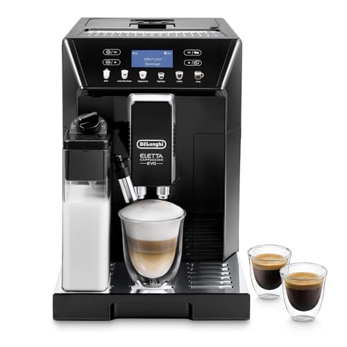 De'Longhi Eletta Evo ECAM 46.860.B Kaffeevollautomat mit LatteCrema Milchsystem, Cappuccino und Espresso auf Knopfdruck, LCD Display und Sensor-Touch-Tasten, schwarz von De'Longhi