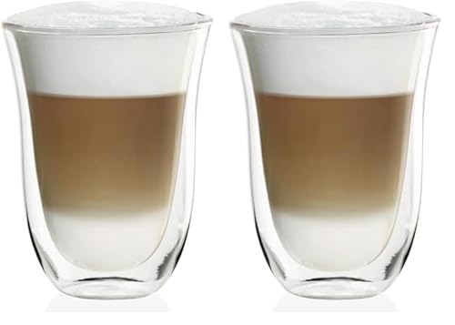 De'Longhi Gläser Set DLSC312, 2 doppelwandige Thermogläser mit Isolierfunktion für kalte und warme Getränke, widerstandsfähiges Borosilikatglas, Spülmaschinenfest, Fassungsvermögen 330 ml, 2 Stück De'Longhi Gläser Set DLSC312, 2 doppelwandige Thermogläser mit Isolierfunktion für kalte und warme Getränke, widerstandsfähiges Borosilikatglas, Spülmaschinenfest, Fassungsvermögen 330 ml, 2 Stück von De'Longhi