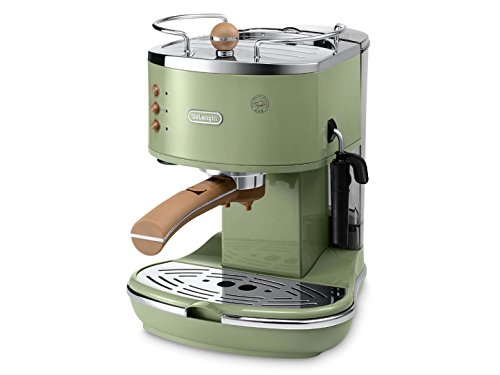 De'Longhi Icona Vintage ECOV 311.GR – Espresso Siebträgermaschine im RetroLook, Espressomaschine mit manuellem Milchaufschäumer, für Kaffeepulver oder ESE Pads, 1,4 l Wassertank, grün von De'Longhi