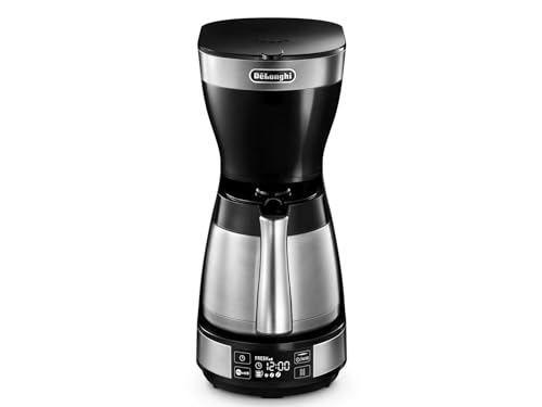 De'Longhi Kaffeemaschine ICM16731, Filterkaffeemaschine mit LCD-Display für bis zu 10 Tassen, 1,25 l, 1200 W, Silber/Schwarz von De'Longhi