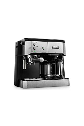 De'Longhi Kombikaffeemaschine BCO 421.S – Kaffeemaschine mit Espresso-Siebträger und Filterkaffee-Funktion inkl. Milchaufschäumdüse, Glaskanne & Wasserfilter-System, 1 l, Edelstahl/Schwarz, single von De'Longhi