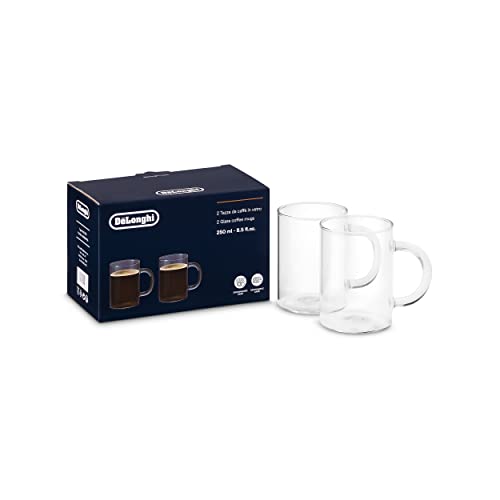 De'Longhi Long Coffee Gläser Set DLSC320, 2 Kaffeebecher aus Glas perfekt geeignet für Caffe Lungo oder Americano, Spülmaschinenfest, Fassungsvermögen 250 ml von De'Longhi