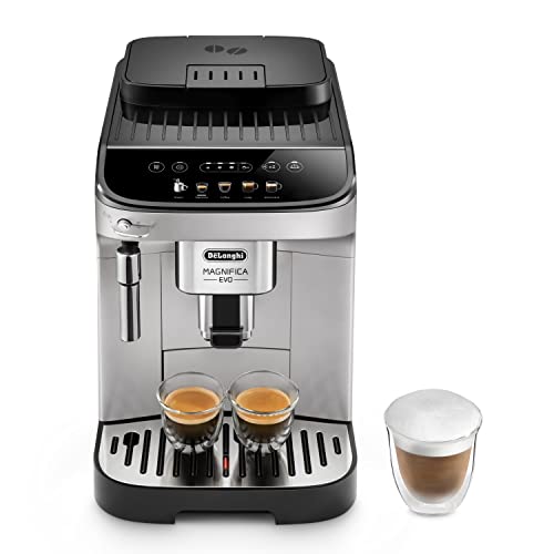 De'Longhi Magnifica Evo ECAM 292.33.SB Kaffeevollautomat mit Milchaufschäumdüse, 5 Direktwahltasten für Espresso,Kaffee und Kaffeespezialitäten, intuitives Bedienfeld,2-Tassen-Funktion,Silber/Schwarz von De'Longhi