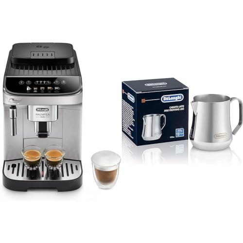 De'Longhi Magnifica Evo ECAM 292.33.SB Kaffeevollautomat mit Milchaufschäumdüse,intuitives Bedienfeld,2-Tassen-Funktion, Silber & Milchkännchen DLSC060, 350 ml, Edelstahl von De'Longhi