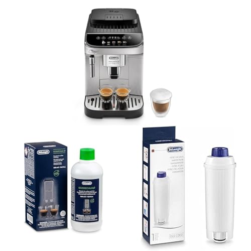 De'Longhi Magnifica Evo ECAM 292.33.SB Kaffeevollautomat mit Milchaufschäumdüse + Original EcoDecalk DLSC 500 Entkalker Wasserfilter DLSC002 von De'Longhi