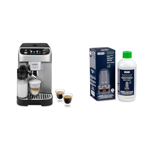 De'Longhi Magnifica Plus ECAM322.70.SB Kaffeevollautomat mit LatteCrema-Milchsystem für Automatischen Cappuccino, Touch-display, Extra Shot-Funktion, x2-Funktion, Silber/Schwarz mit DLSC 500 Entkalker von De'Longhi