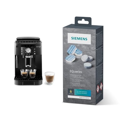 De'Longhi Magnifica S ECAM11.112.B & Siemens Multipack TZ80003A, Inhalt: 1 x 10 Reinigungstabletten und 2 x 3 Entkalkungstabletten, für Kaffeevollautomaten der EQ Serie, weiß von De'Longhi
