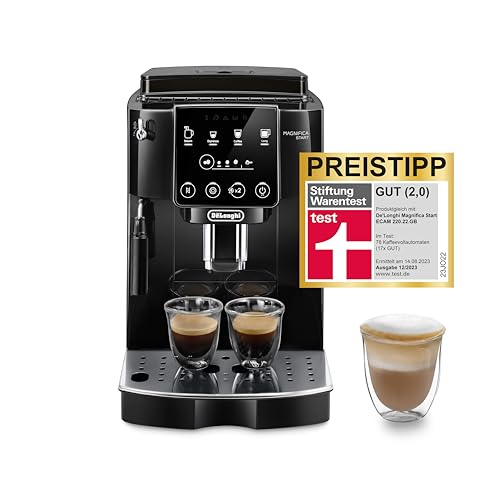 De'Longhi Magnifica Start ECAM222.20.B, Kaffeevollautomat mit Milchaufschäumdüse, für Cappuccino, mit Espresso-Direktwahltase und 2x Espresso Funktion, 13-stufiges Kegelmahlwerk, 1450 W, Schwarz von De'Longhi