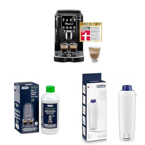 De'Longhi Magnifica Start ECAM222.20.B, Kaffeevollautomat mit Milchaufschäumdüse + Original EcoDecalk DLSC 500 Entkalker Wasserfilter DLSC002 von De'Longhi