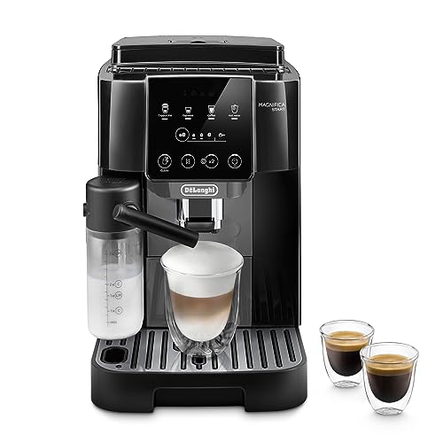 De'Longhi Magnifica Start ECAM222.60.BG, Kaffeevollautomat mit LatteCrema-Milchsystem für Automatischen Cappuccino, 4-Direktwahl-Tasten, Soft-Touch-Bedienfeld, "x2"-Funktion, 1450W, Schwarz/Grau von De'Longhi