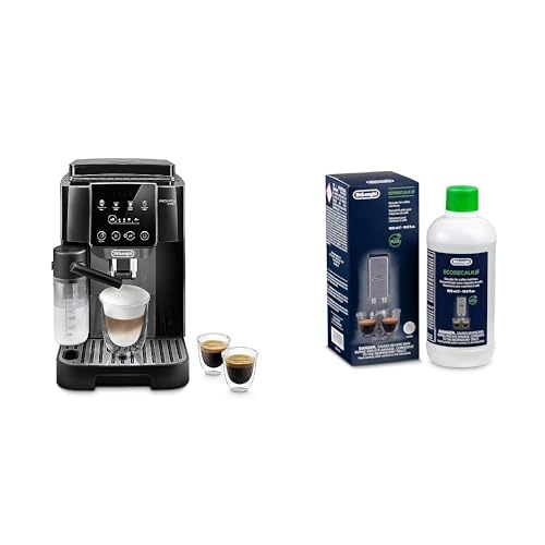 De'Longhi Magnifica Start ECAM222.60.BG, Kaffeevollautomat mit LatteCrema-Milchsystem für Automatischen Cappuccino, 4-Direktwahl-Tasten, Touchscreen, x2-Funktion, Schwarz/Grau mit DLSC 500 Entkalker von De'Longhi