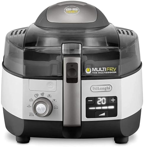 De'Longhi MultiFry Extra Chef Plus FH1396 Heißluftfritteuse, Multicooker mit 1,7 kg Fassungsvermögen, 8 Kochprogramme, Umluftsystem mit 2 Heizelementen, Grillfunktion, Rezept App, 2300 Watt, Weiß von De'Longhi