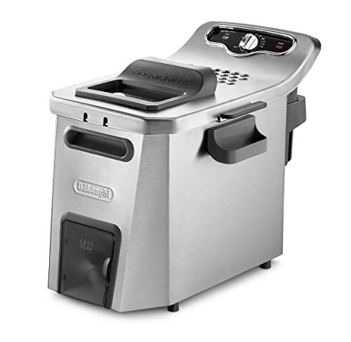 De’Longhi PremiumFry F44532.CZ Kaltzonen Fritteuse, 1,5 kg Fassungsvermögen, Easy Clean System, Kaltzonen Heizelement, Edelstahl, 3200 Watt, Silber von De'Longhi