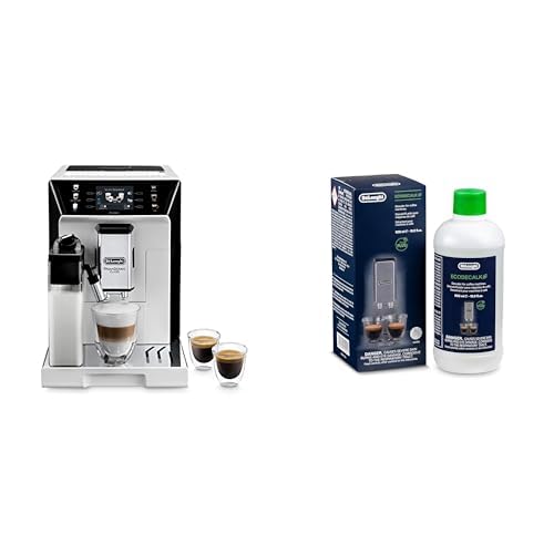 De'Longhi PrimaDonna Class ECAM 550.65.W Kaffeevollautomat mit LatteCrema Milchsystem, Cappuccino und Espresso auf Knopfdruck, 3,5 Zoll TFT Farbdisplay und App-Steuerung, weiß mit DLSC 500 Entkalker von De'Longhi