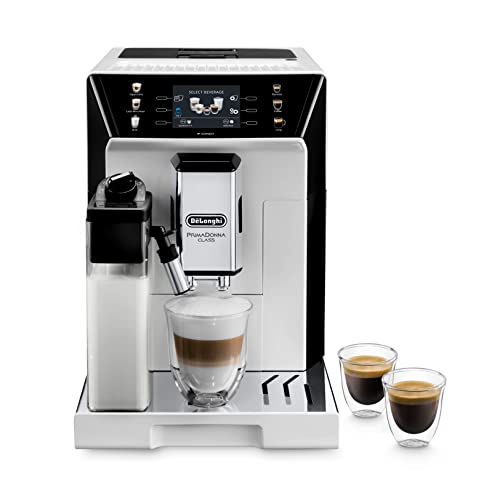 De'Longhi PrimaDonna Class ECAM 550.65.W Kaffeevollautomat mit LatteCrema Milchsystem, Cappuccino und Espresso auf Knopfdruck, 3,5 Zoll TFT Farbdisplay und App-Steuerung, weiß von De'Longhi