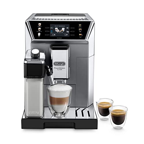 De'Longhi PrimaDonna Class ECAM 550.85.MS Kaffeevollautomat mit LatteCrema Milchsystem, Cappuccino und Espresso auf Knopfdruck, 3,5 Zoll TFT Farbdisplay und App-Steuerung, silber von De'Longhi