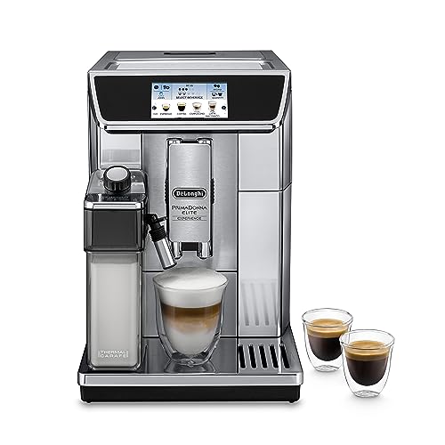 De'Longhi PrimaDonna Elite Experience ECAM 656.85.MS Kaffeevollautomat mit LatteCrema Milchsystem, Cappuccino, 4,3 Zoll Farbdisplay, App-Steuerung, Trinkschokoladenfunktion, Edelstahlfront, silber von De'Longhi