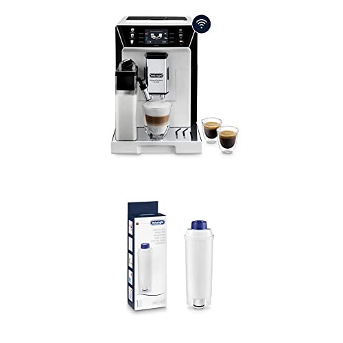 De'Longhi PrimaDonna Kaffeevollautomat mit LatteCrema Milchsystem, Cappuccino und Espresso,weiß + Original Wasserfilter Pflege und Schutz der Maschine,optimiert die Kaffeequalität und schützt vor Kalk von De'Longhi