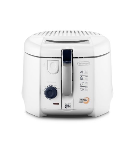 De'Longhi RotoFry F28311.W Roto-Fritteuse, 1 kg Fassungsvermögen, Easy Clean System, Antihaftbeschichtung, fester Frittierbehälter, Ölablauffunktion, 1800 Watt, Weiß von De'Longhi