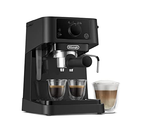 De'Longhi Stilosa EC 235.BK – traditionelle Espresso Siebträgermaschine, Espressomaschine mit manuellem Milchaufschäumer, für Espressopulver, 1 l Wassertank, schwarz, 1100 W von De'Longhi