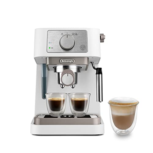De'Longhi Manuelle Kaffeemaschine Stilosa EC260.W, 15 Bar Druck, Cappuccino-System, Abschaltautomatik, Kompatibel mit ESE-Pads, 2 Etagenbehälter, Fassungsvermögen 1L, Weiß von De'Longhi