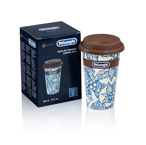 De'Longhi Travel Mug Doppelwandige Thermosflasche für heiße und kalte Getränke, leicht zu tragen, rutschfeste Silikonhülle, 300 ml Fassungsvermögen, DLSC064 von De'Longhi