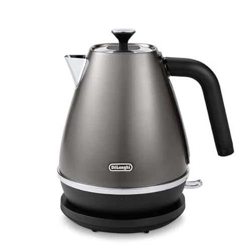 De'Longhi Distinta Titanium KBIN2001.TB, Elektrischer Wasserkocher, 360° Drehbare Basis, Wasserstandsanzeige, Kabelaufbewahrung, Anti-Kalk-Filter, Abnehmbarer Deckel, 1,7 L, 2000W, Titan Schwarz von De'Longhi