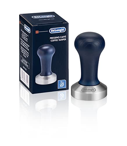 De'Longhi DLSC058 Kaffee-Tamper aus Edelstahl mit Holzgriff, blau/silber von De'Longhi