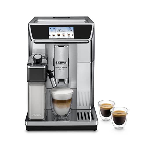 DeLonghi ECAM650.75MS Prima Donna Elite Kaffeevollautomat, Edelstahl, TFT Touch-Screen-Farbdisplay,15 bar Pumpendruck, silber, 470 x 260 x 360 mm von De'Longhi