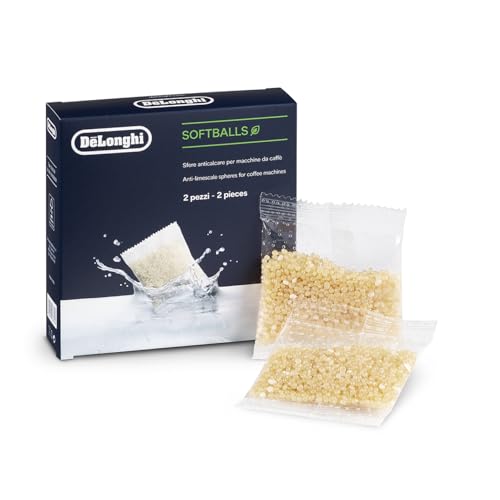 De'Longhi SoftBalls DLSC551 – Antikalk-Kügelchen, geeignet für Kaffeemaschinen mit Wassertank, Kalkreiniger & Wasserenthärter, Zubehör von De'Longhi, 2 Beutel, Weiß von De'Longhi