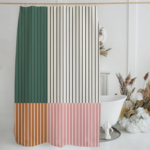 De-Mediocre Abstrakter Boho-Duschvorhang, Farbblock-Linie, Minimalismus, Duschvorhang-Set, 182,9 x 182,9 cm, Kunst-Badevorhang, wasserdicht und Stoff für Badezimmer De-Mediocre Abstrakter Boho-Duschvorhang, Farbblock-Linie, Minimalismus, Duschvorhang-Set, 182,9 x 182,9 cm, Kunst-Badevorhang, wasserdicht und Stoff für Badezimmer von De-Mediocre