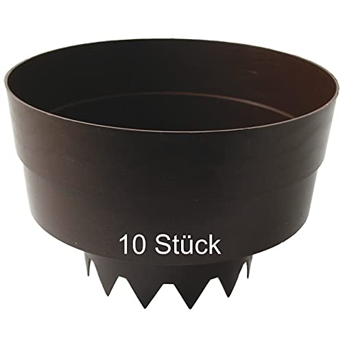 De-Plastik AQUARING 10-er Set | Ø 10 cm (im Zackenbereich) | Braun | Gießring | Bewässerungsring zur optimalen Bewässerung Ihrer Pflanzen | Pflanzring | Schädlingsschutz von De-Plastik