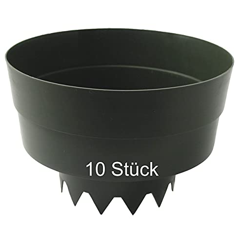 De-Plastik AQUARING 10-er Set | Ø 10 cm (im Zackenbereich) | Grün | Gießring | Bewässerungsring zur optimalen Bewässerung Ihrer Pflanzen | Pflanzring | Schädlingsschutz von De-Plastik