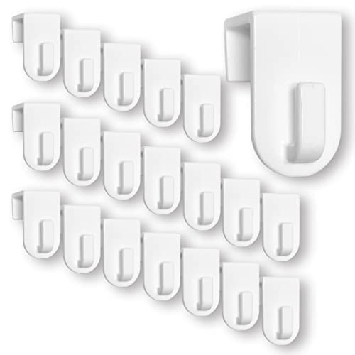 Fensterhaken | Dekohaken - Aufhänger | Weiß | 20er-Set | Für Fenster bis maximal 17 mm Falzmaß geeignet | Optimal für Ihre Fensterdeko | 35 x 20 mm von De-Plastik