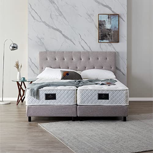 De RUCCI Boxspringbett Modell 211 mit Taschenfederkernmatratze, Bestes Preis-Leistungsverhältnis, DREI Farben und 4 Maße wählbar, Lager, einfache Montage (200 x 200 cm, Grau) von De RUCCI
