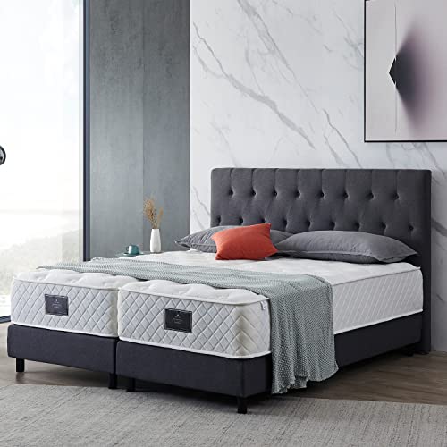 De RUCCI Boxspringbett Modell 211 mit Taschenfederkernmatratze, Bestes Preis-Leistungsverhältnis, DREI Farben und 4 Maße wählbar, einfache Montage (160 x 200 cm, Anthrazit) von De RUCCI