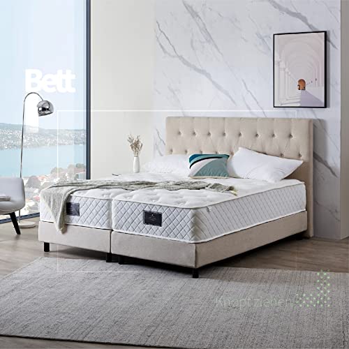 De RUCCI Boxspringbett Modell 211 mit Taschenfederkernmatratze, Bestes Preis-Leistungsverhältnis, DREI Farben und 4 Maße wählbar, einfache Montage (160 x 200 cm, Beige) von De RUCCI