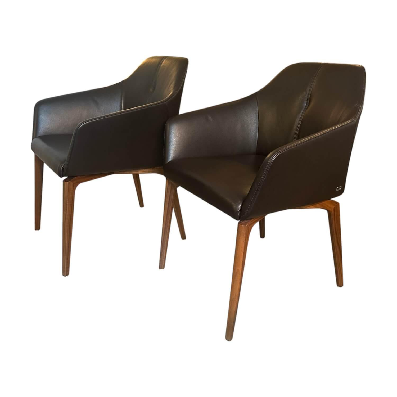 2er-Set Stuhl DS 279 01 Leder Select Café Braun Gestell Nussbaum 2er-Set Stuhl DS 279 01 Leder Select Café Braun Gestell Nussbaum von De Sede