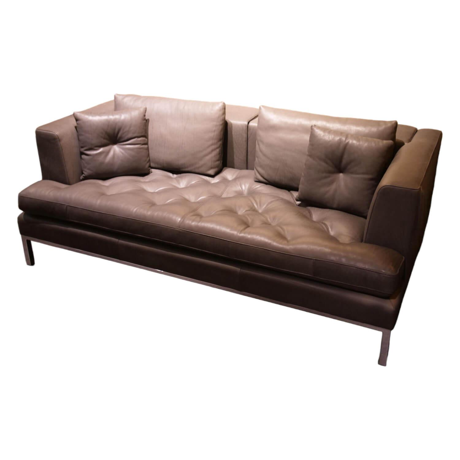 Sofa Dreisitzig DS-0040 Leder Espresso Braun Untergestell Hochglanz Verchromt Rü... von De Sede