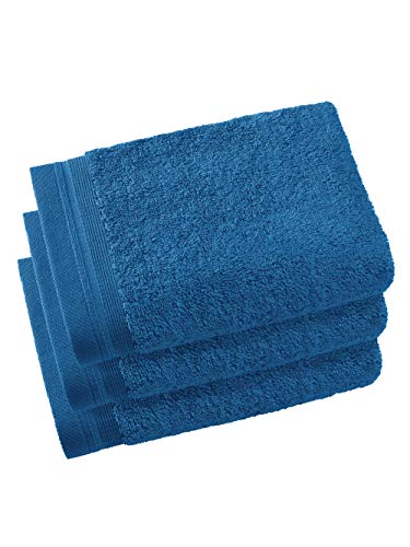 De Witte Lietaer Contessa Luxe Gästehandtücher, Baumwolle, Pazifikblau, 40 x 60 cm, 3 Stück von De Witte Lietaer