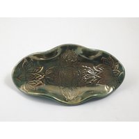 Vajra Dorje Raku Smudge Kerzenhalter Tablett Handgemachte Keramik von DeBaunFineCeramics